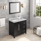 JEFFREY ALEXANDER VN2CAD-36-BK-NT 36" Black Cade Vanity, left offset - Black