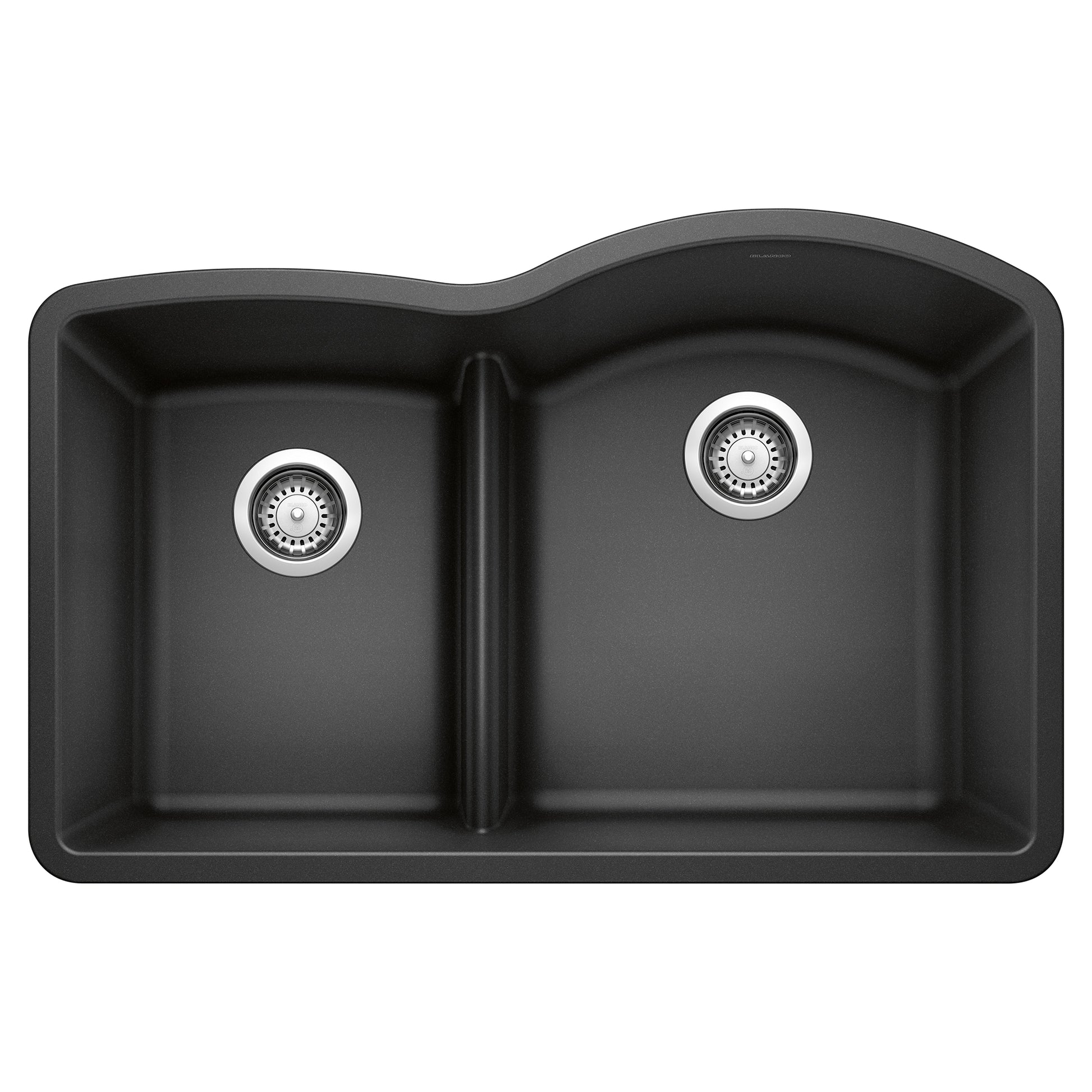 BLANCO 441598 Diamond Diamond SILGRANIT 32" 40/60 Reverse Double Bowl Undermount Kitchen Sink with Low Divide - Anthracite in Anthracite