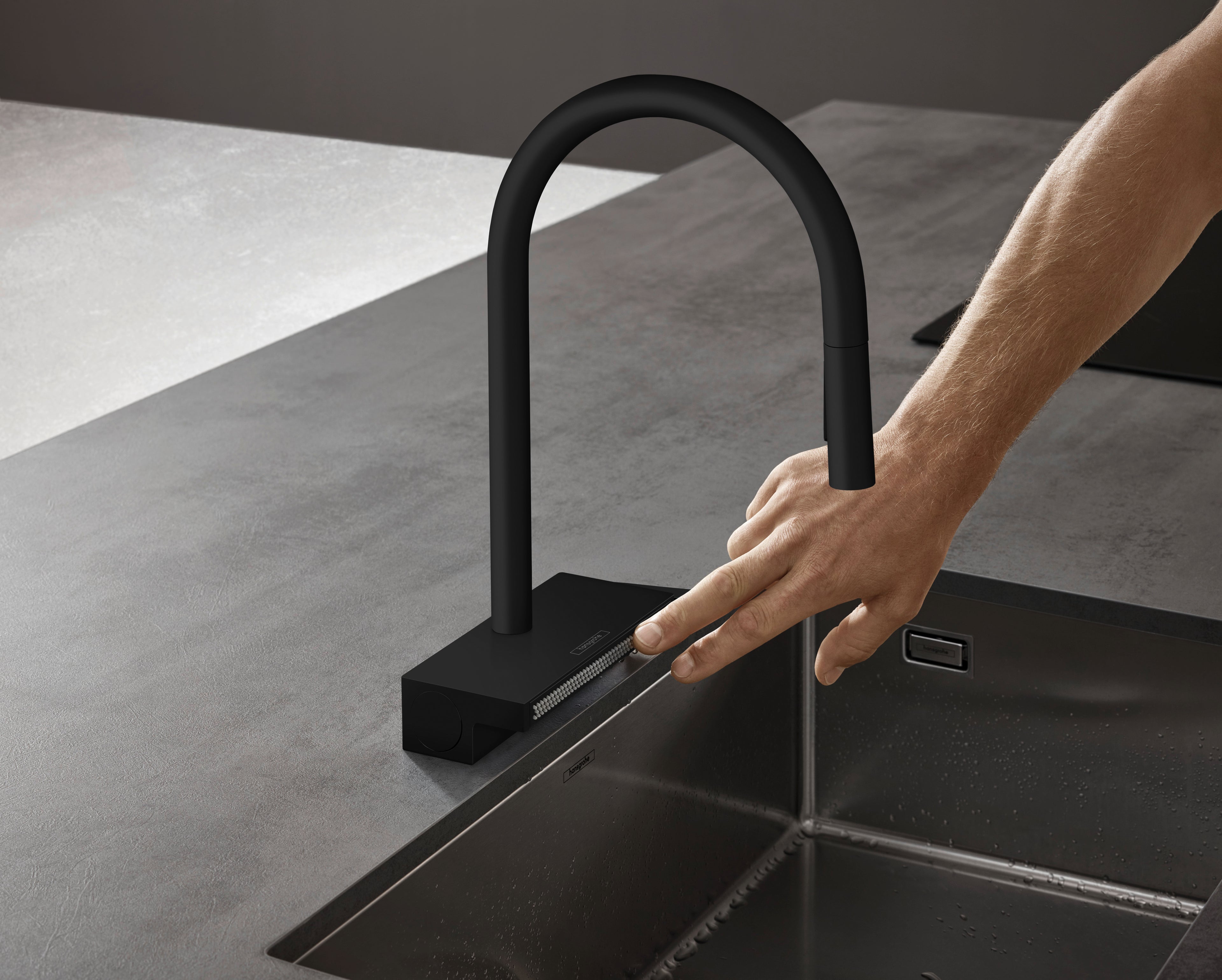 HANSGROHE 73837671 Aquno Select HighArc Kitchen Faucet, 3-Spray Pull-Down, 1.75 GPM - Matte Black