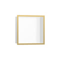 HANSGROHE 56099990 XtraStoris Individual Wall Niche Matte White with Design Frame 12"x 12"x 4" - Polished Gold Optic