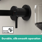 HANSGROHE 76050671 Finoris Wall-Mounted Single-Handle Faucet Trim, 1.2 GPM - Matte Black