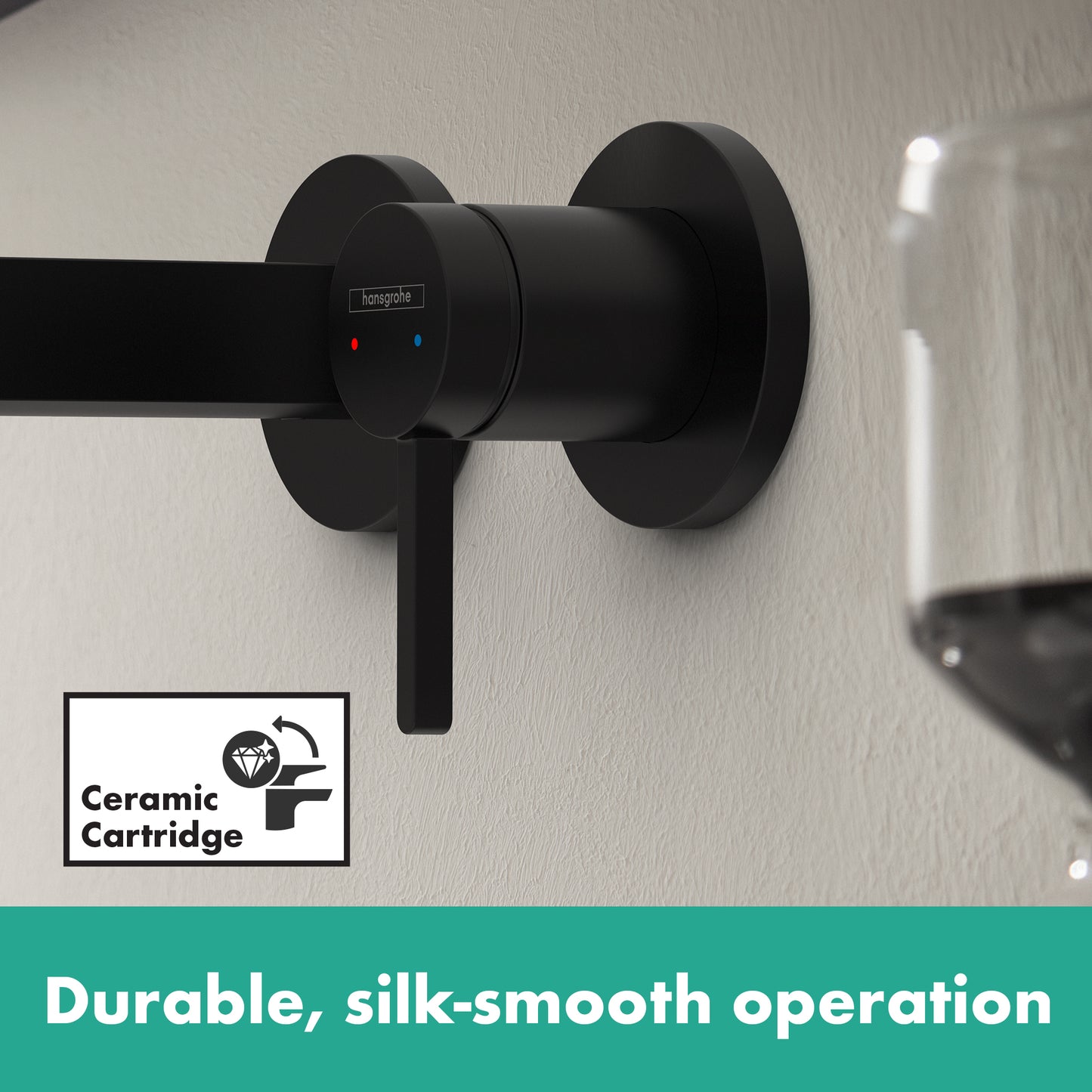 HANSGROHE 76050671 Finoris Wall-Mounted Single-Handle Faucet Trim, 1.2 GPM - Matte Black