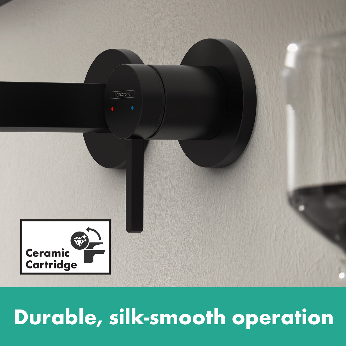 HANSGROHE 76050671 Finoris Wall-Mounted Single-Handle Faucet Trim, 1.2 GPM - Matte Black