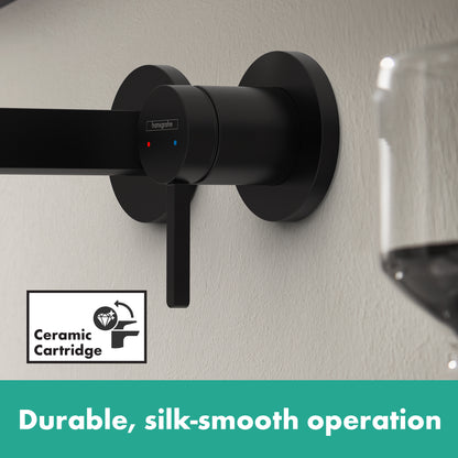 HANSGROHE 76050671 Finoris Wall-Mounted Single-Handle Faucet Trim, 1.2 GPM - Matte Black