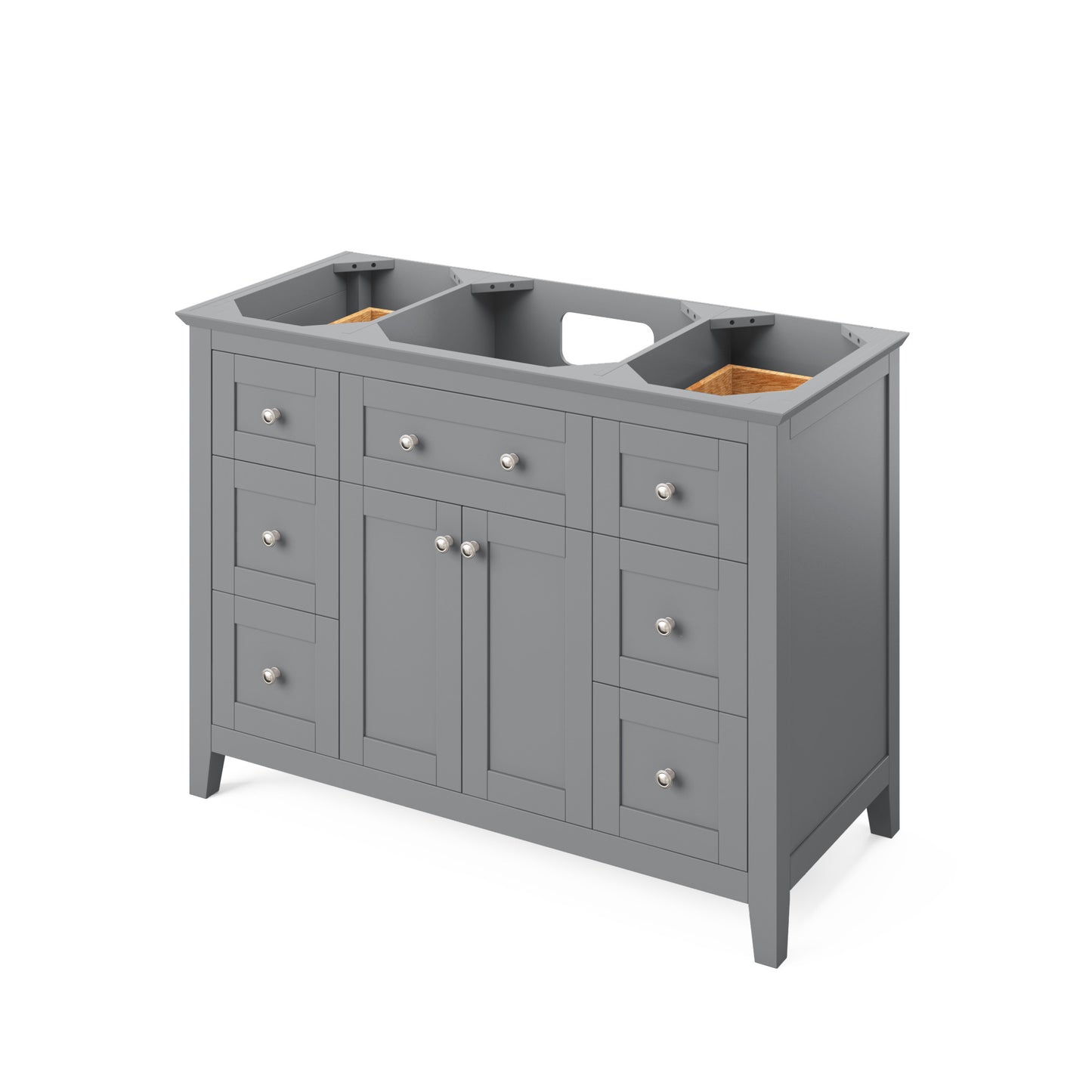 JEFFREY ALEXANDER VKITCHA48GRWCR 48" Grey Chatham Vanity, White Carrara Marble Vanity Top, undermount rectangle bowl - Grey