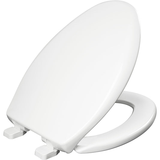 Bemis Kennan Elongated Plastic Toilet Seat in White with STA-TITE Seat Fastening System, Whisper•Close Hinge and Super Grip Bumpers