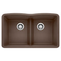 BLANCO 442078 Diamond Diamond SILGRANIT 32" 50/50 Double Bowl Undermount Kitchen Sink with Low Divide - Cafe in Cafe