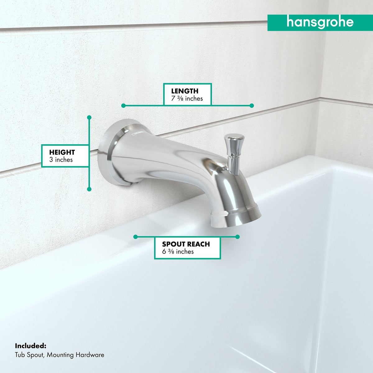 HANSGROHE 04775000 Joleena Tub Spout with Diverter - Chrome