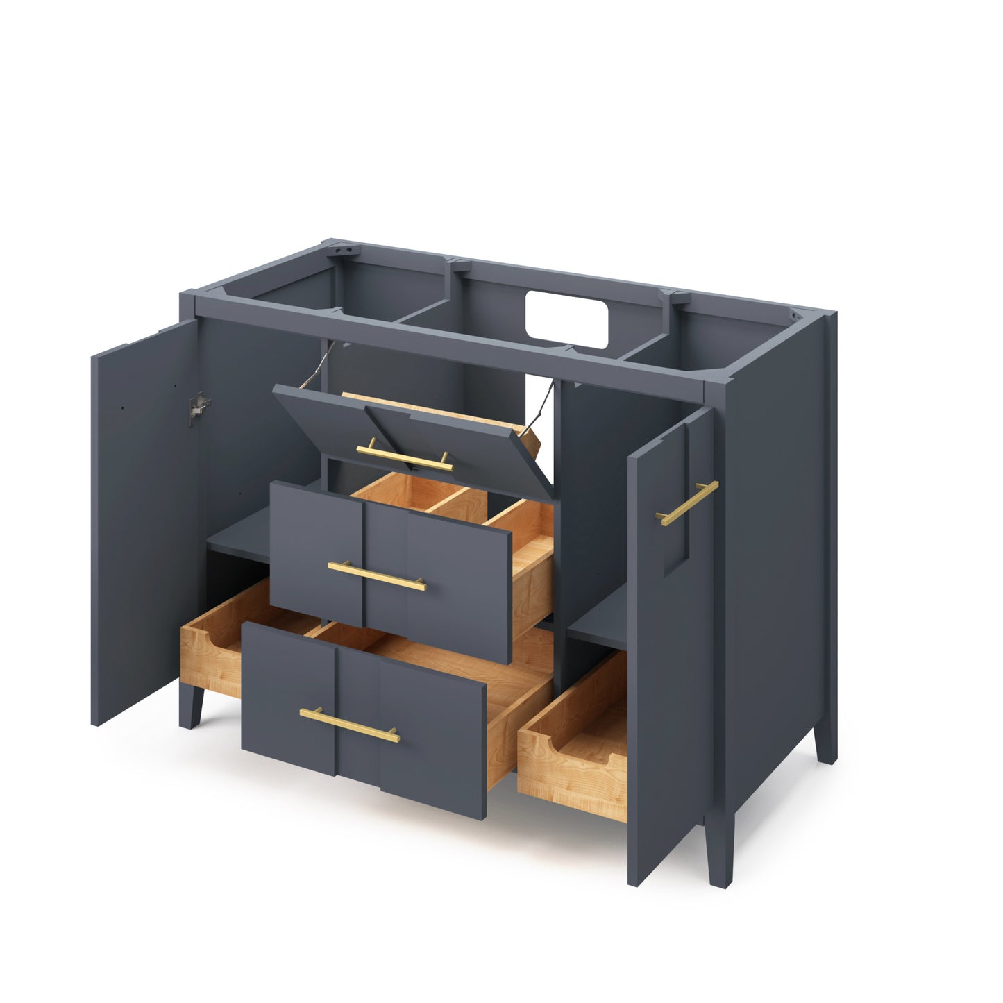 JEFFREY ALEXANDER VKITKAT48BLBOR 48" Hale Blue Katara Vanity, Boulder Cultured Marble Vanity Top, undermount rectangle bowl - Hale Blue