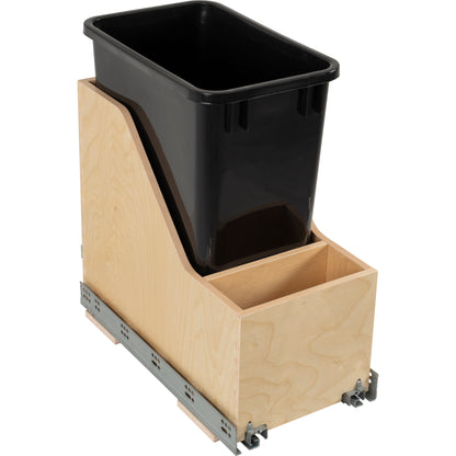 HARDWARE RESOURCES CAN-WBMS35VB Single 35 Quart Wood Bottom-Mount Soft-close Vanity Trashcan Rollout for Hinged Doors, Includes One Black Can - Black