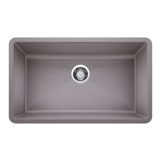 BLANCO 440148 Precis Precis SILGRANIT 32" Super Single Undermount Kitchen Sink - Metallic Gray in Metallic Gray