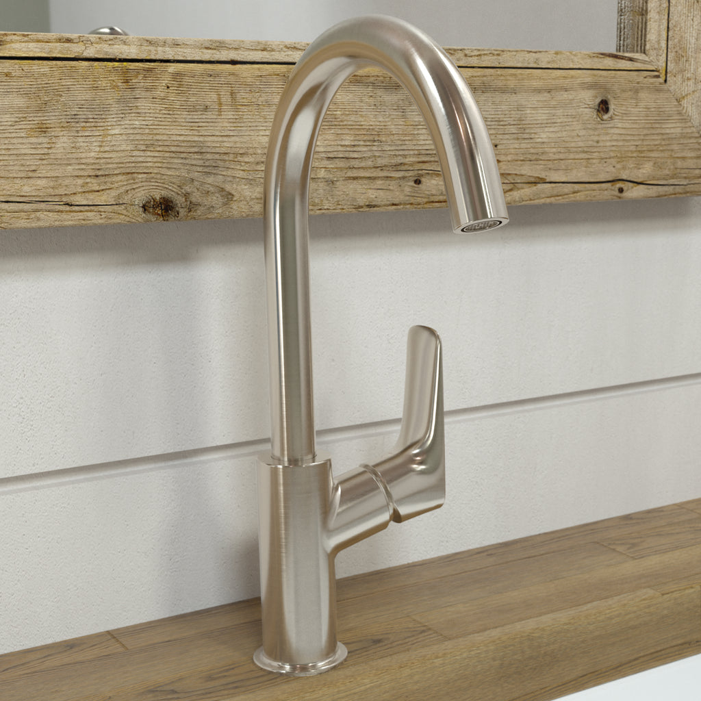 HANSGROHE 71130821 Logis Single-Hole Faucet 210 with Swivel Spout and Pop-Up Drain, 1.2 GPM - Brushed Nickel