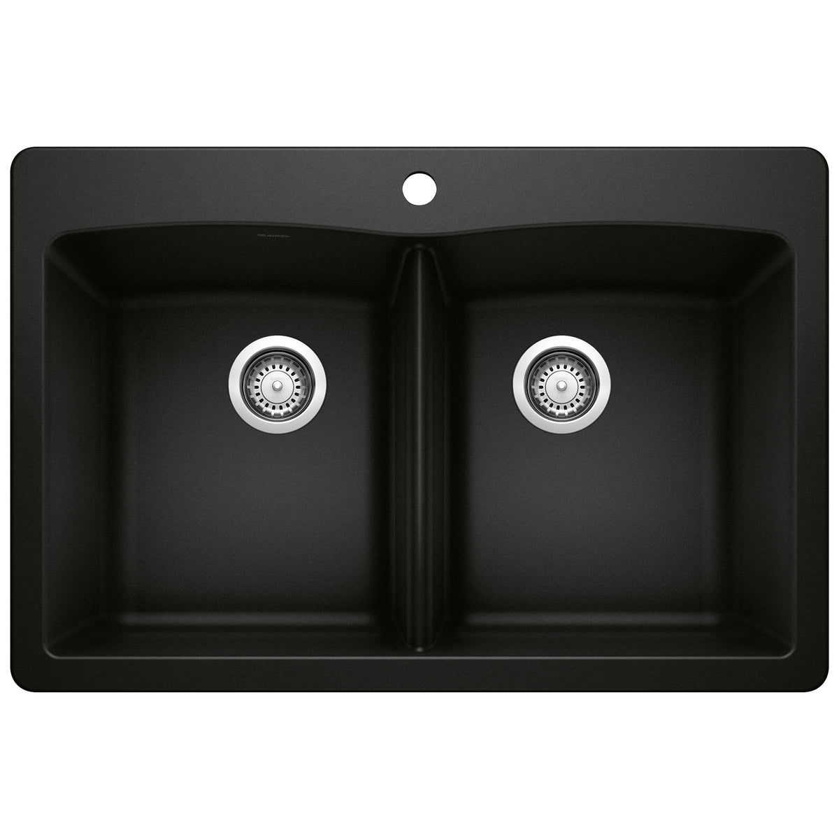 BLANCO 442912 Diamond Diamond SILGRANIT 33" 50/50 Double Bowl Dual Mount Kitchen Sink - Coal Black in Coal Black