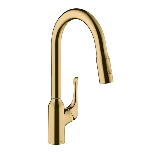 HANSGROHE 71843251 Allegro N HighArc Kitchen Faucet, 2-Spray Pull-Down, 1.75 GPM in Brushed Gold Optic