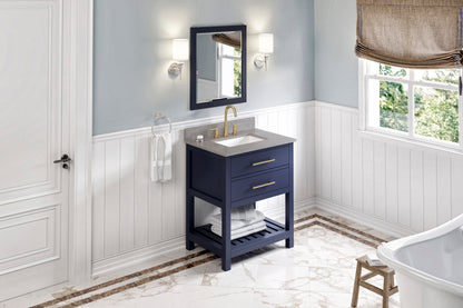 JEFFREY ALEXANDER VKITWAV30BLSGR 30" Hale Blue Wavecrest Vanity, Steel Grey Cultured Marble Vanity Top, undermount rectangle bowl - Hale Blue