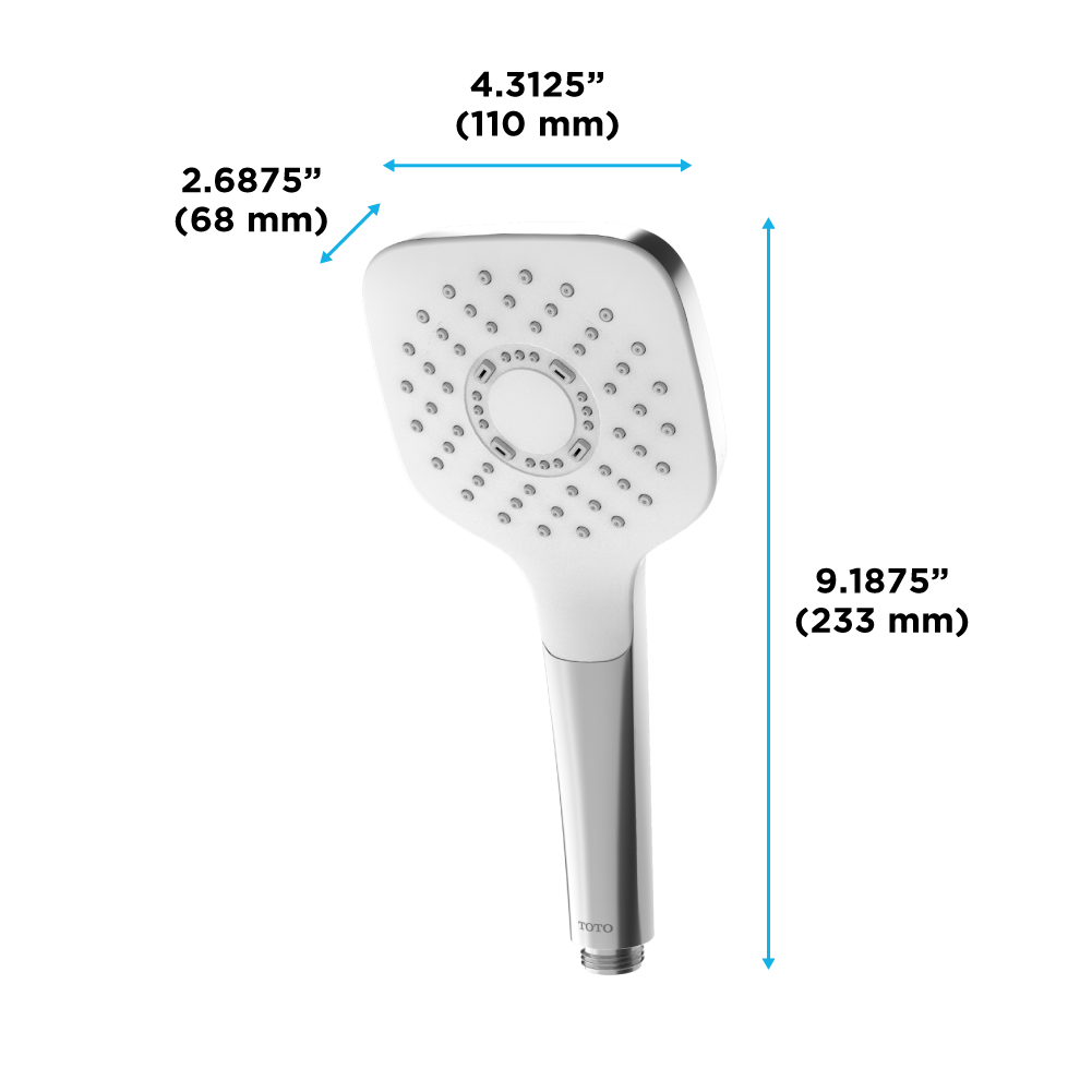 TOTO TBW02010U4#CP G Series 1.75 Gpm Single Spray 4 Inch Square Handshower With Comfort Wave Technology - Polished Chrome