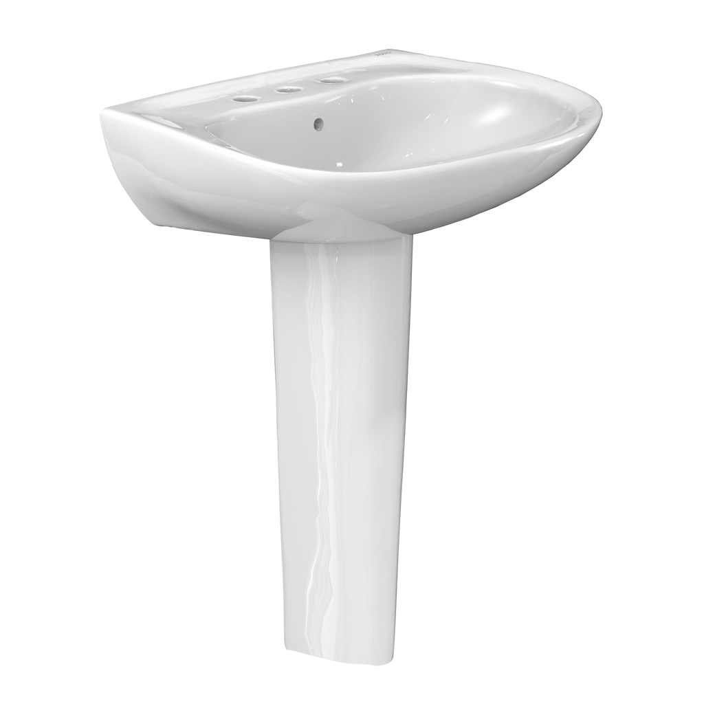 TOTO LPT242.8G#01 Prominence Oval Basin Pedestal Bathroom Sink With Cefiontect For 8 Inch Center Faucets - Cotton White