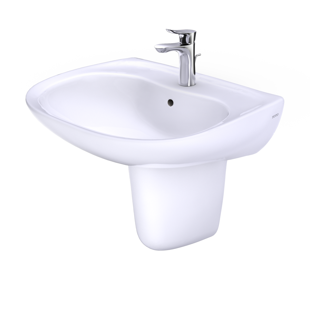 TOTO LHT242G#01 Prominence Oval Wall-Mount Bathroom Sink With Cefiontect And Shroud For Single Hole Faucets - Cotton White