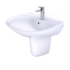 TOTO LHT242G#01 Prominence Oval Wall-Mount Bathroom Sink With Cefiontect And Shroud For Single Hole Faucets - Cotton White