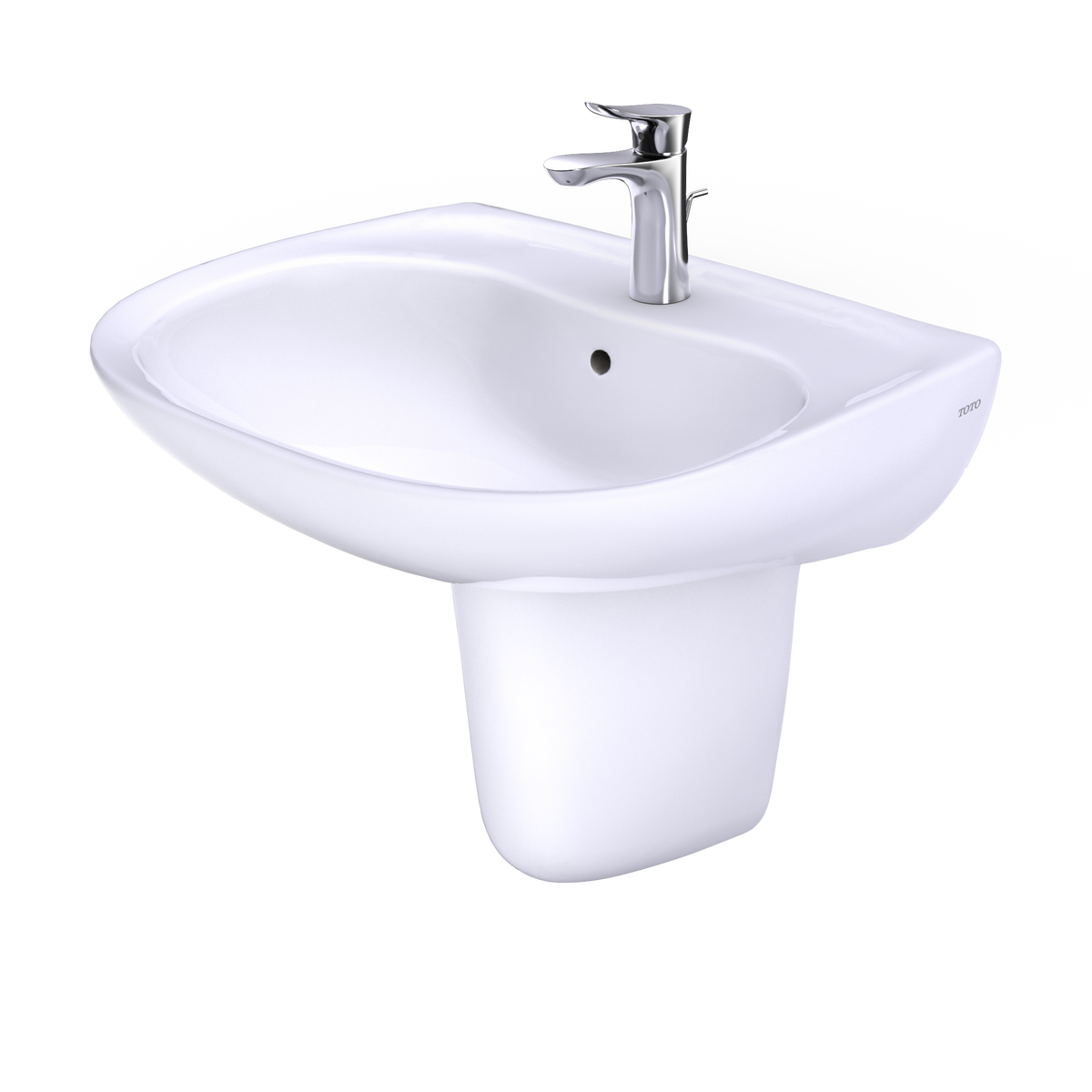 TOTO LHT242G#01 Prominence Oval Wall-Mount Bathroom Sink With Cefiontect And Shroud For Single Hole Faucets - Cotton White