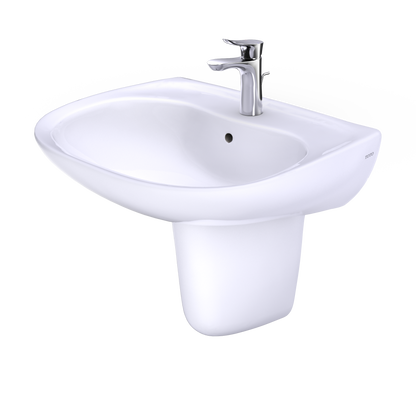 TOTO LHT242G#01 Prominence Oval Wall-Mount Bathroom Sink With Cefiontect And Shroud For Single Hole Faucets - Cotton White