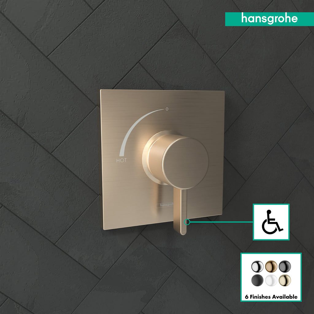 HANSGROHE 15724141 Ecostat Square Pressure Balance Trim - Brushed Bronze