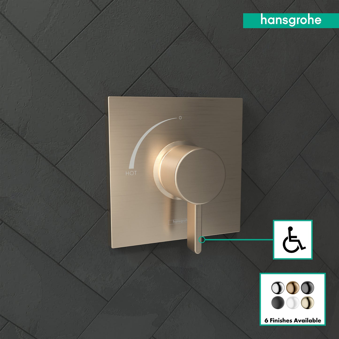 HANSGROHE 15724141 Ecostat Square Pressure Balance Trim - Brushed Bronze