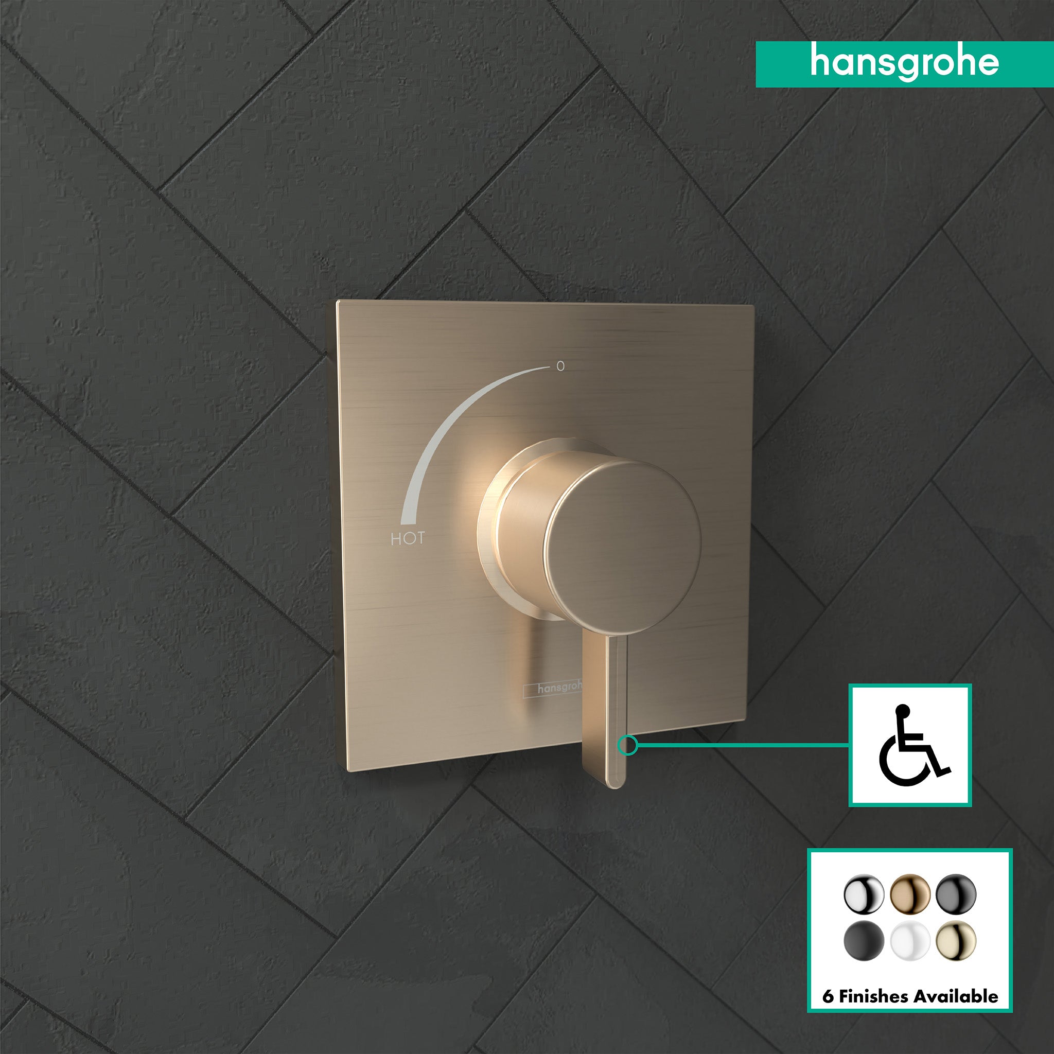HANSGROHE 15724141 Ecostat Square Pressure Balance Trim - Brushed Bronze