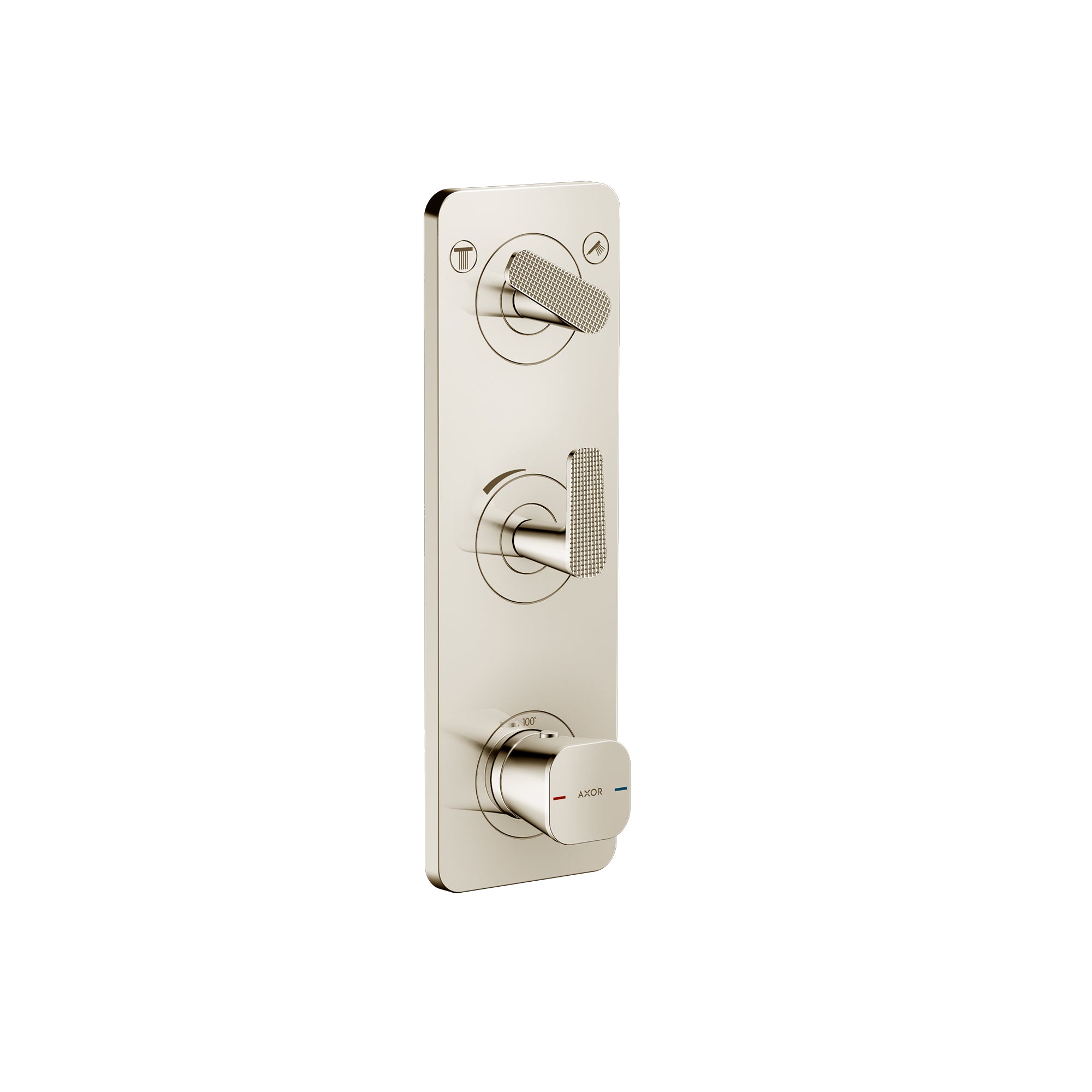AXOR 49701831 Citterio C Thermostatic Module Trim 15" x 5" for 2 Functions- Cubic Cut - Polished Nickel