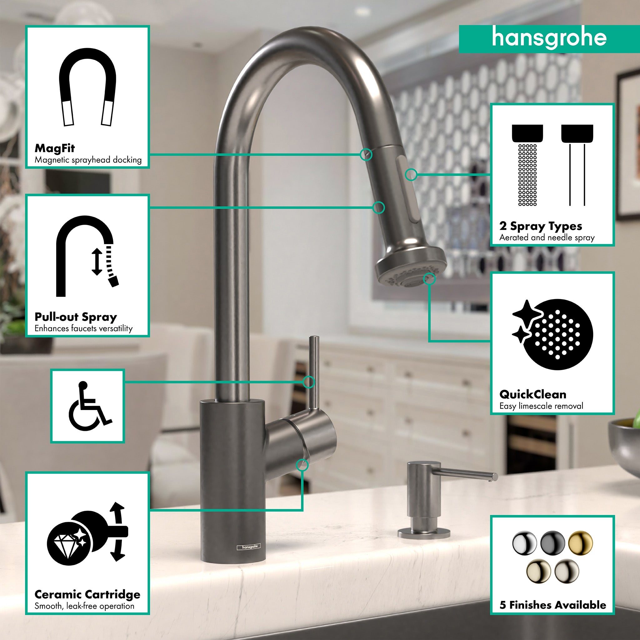 HANSGROHE 04310341 Talis S² HighArc Kitchen Faucet, 2-Spray Pull-Down, 1.5 GPM - Brushed Black Chrome