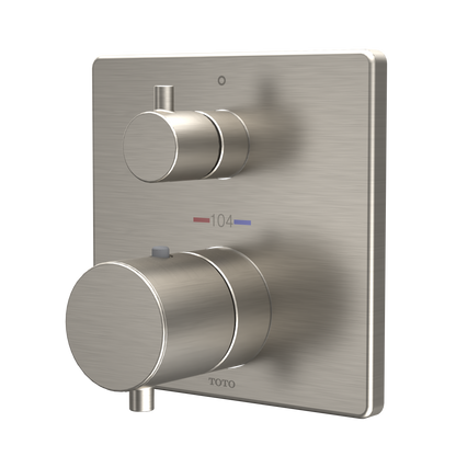 TOTO TBV02403U#BN Square Thermostatic Mixing Valve With Volume Control Shower Trim - Brushed Nickel