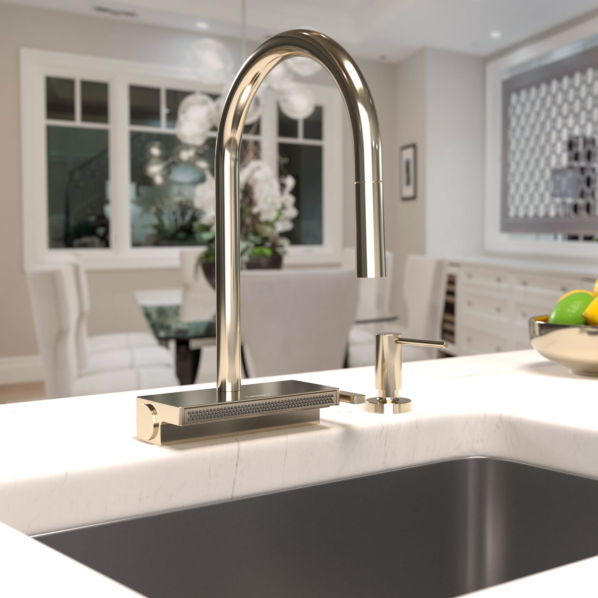 HANSGROHE 73831831 Aquno Select HighArc Kitchen Faucet, 3-Spray Pull-Down with sBox, 1.75 GPM - Polished Nickel