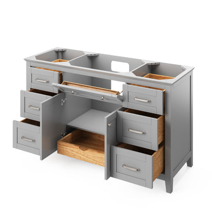 JEFFREY ALEXANDER VKITCHA60SCHCQR 60" Chocolate Chatham Vanity, Calacatta Vienna Quartz Vanity Top, undermount rectangle bowl - Chocolate