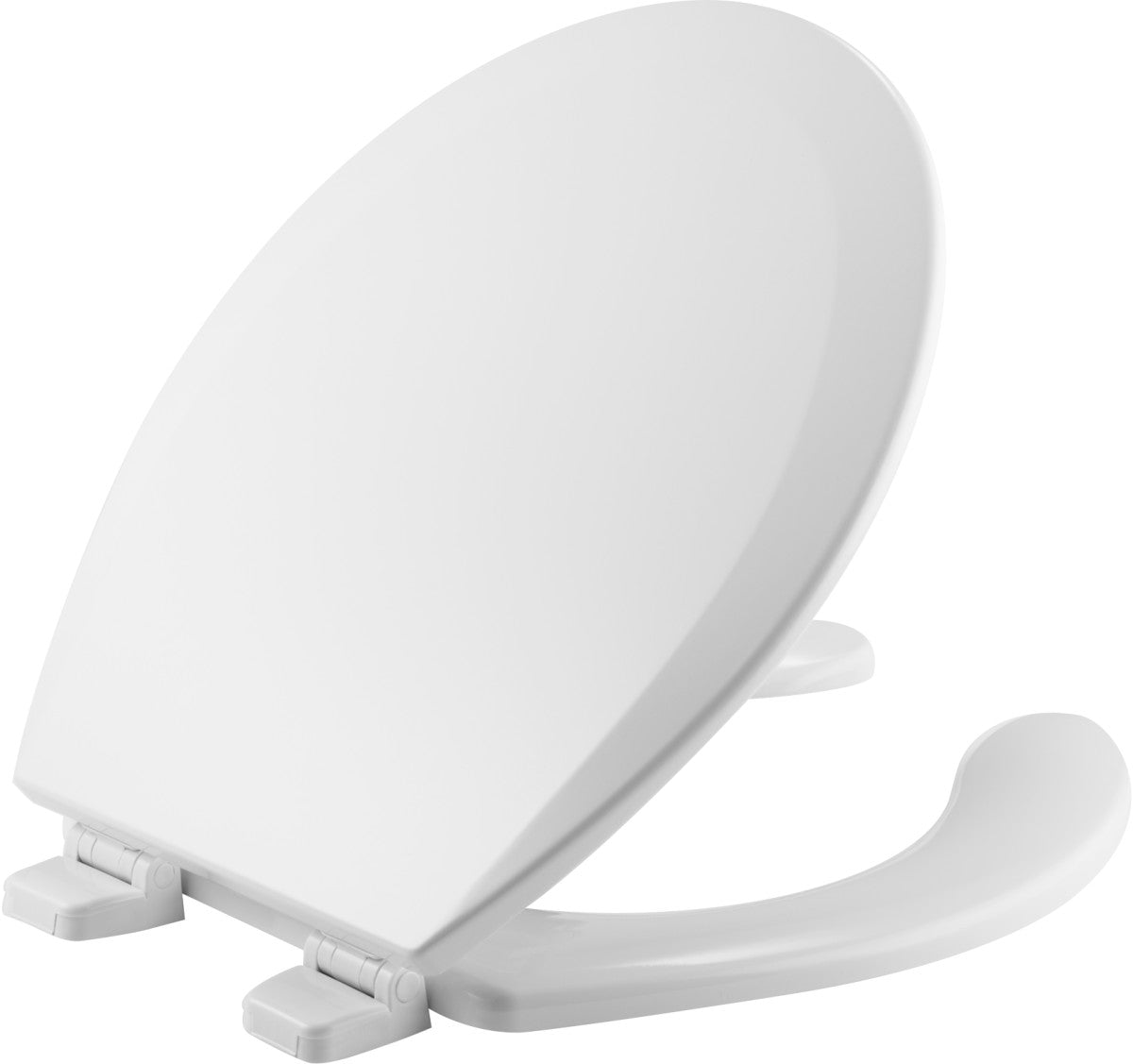 Bemis Round Open Front with Cover Enameled Wood Toilet Seat in White with Top-Tite STA-TITE Seat Fastening System and Precision Seat Fit Adjustable Hinge