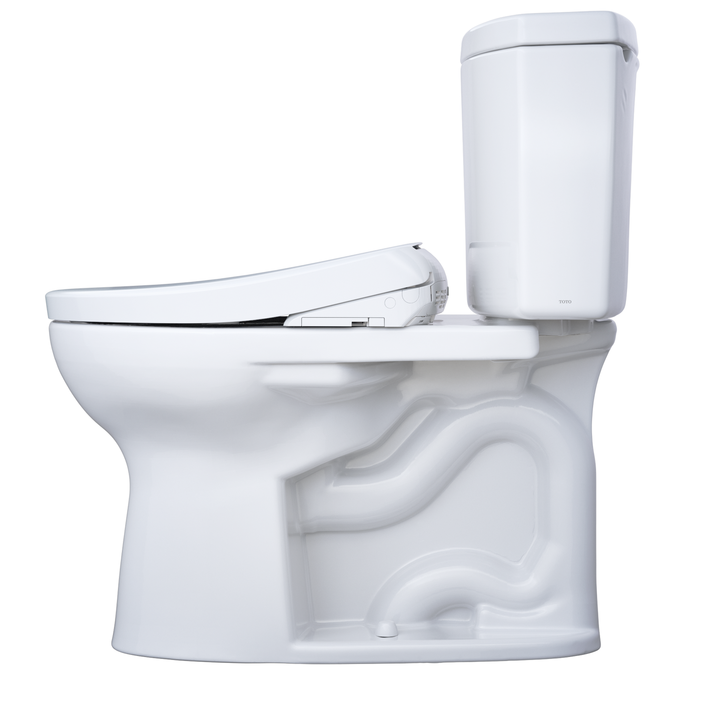 TOTO MW4544736CEFGA#01 WASHLET+ Drake II Two-Piece Elongated 1.28 GPF Toilet with Auto Flush WASHLET+ S7A Contemporary Bidet Seat , Cotton White