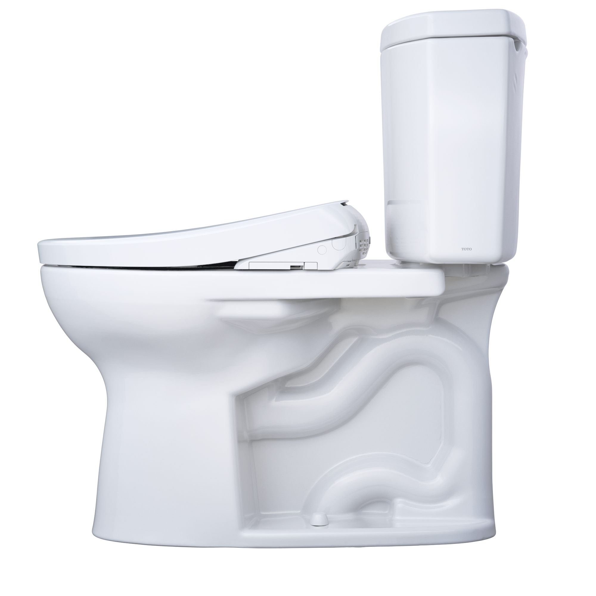 TOTO MW4544726CEFGA#01 Washlet+ Drake Ii Two-Piece Elongated 1.28 Gpf Toilet With Auto Flush Washlet+ S7 Contemporary Bidet Seat - Cotton White