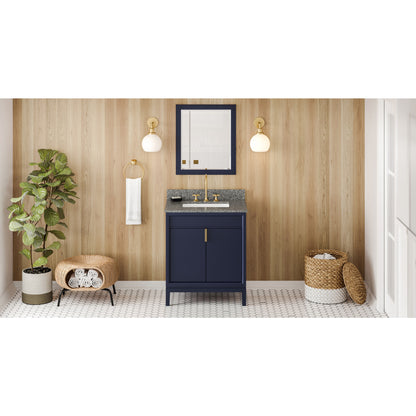 JEFFREY ALEXANDER VKITTHE30BLBOR 30" Hale Blue Theodora Vanity, Boulder Cultured Marble Vanity Top, undermount rectangle bowl - Hale Blue