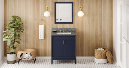 JEFFREY ALEXANDER VKITTHE30BLBOR 30" Hale Blue Theodora Vanity, Boulder Cultured Marble Vanity Top, undermount rectangle bowl - Hale Blue