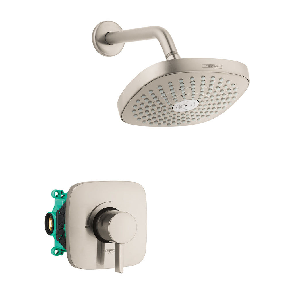HANSGROHE 04911820 Croma Select E Pressure Balance Shower Set with Rough, 2.0 GPM - Brushed Nickel