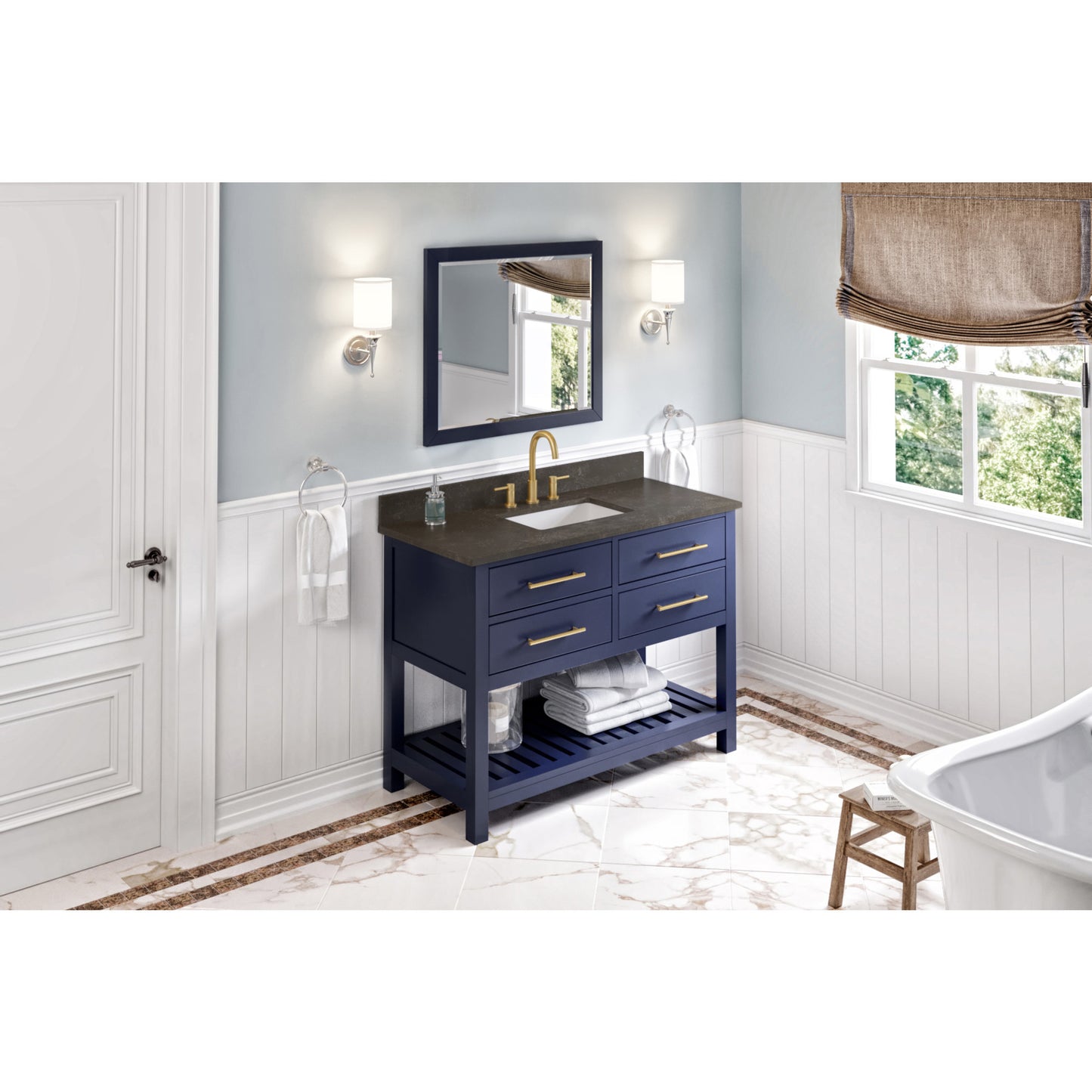JEFFREY ALEXANDER VN2WAV-48-BL-NT 48" Hale Blue Wavecrest Vanity - Hale Blue