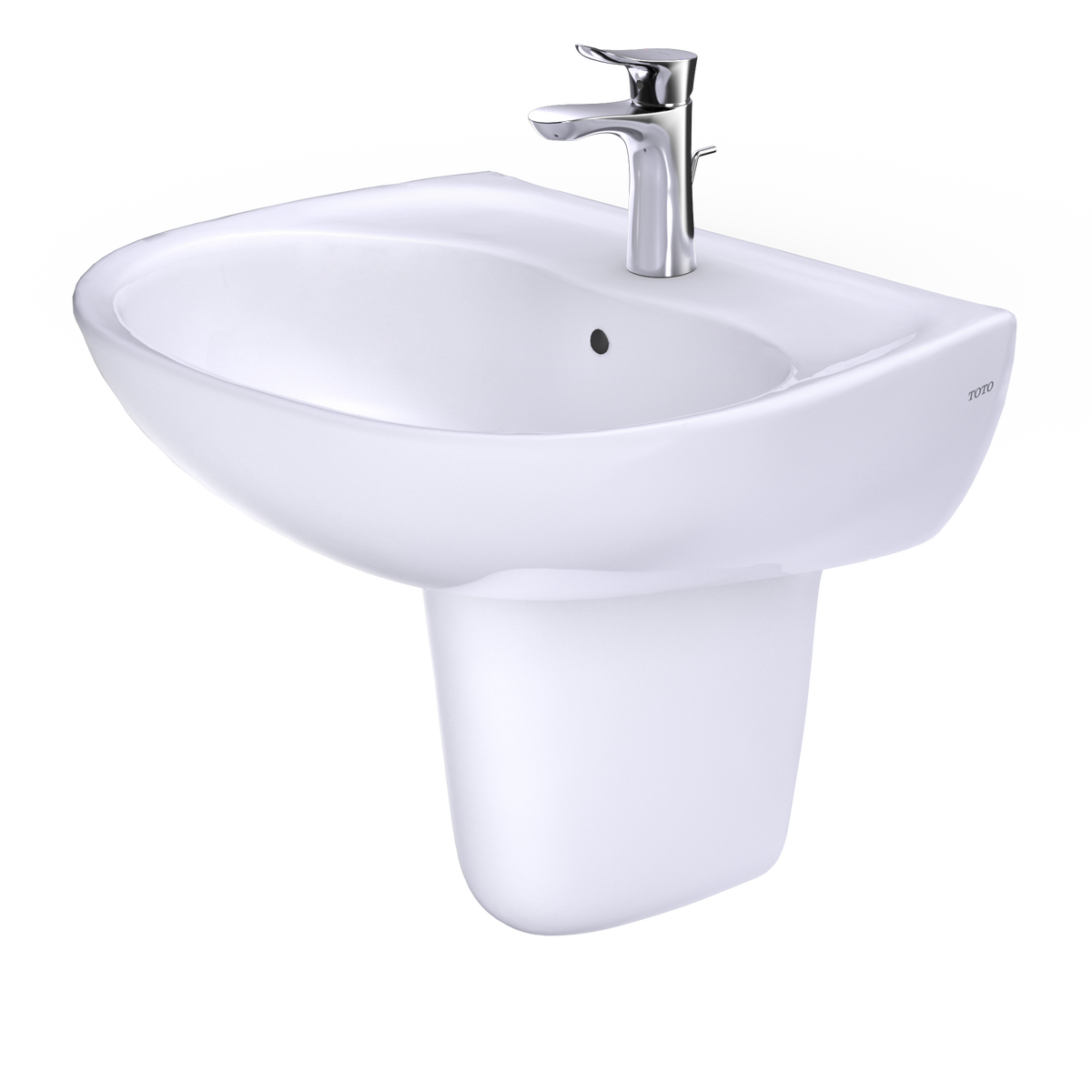 TOTO LHT241G#01 Supreme Oval Wall-Mount Bathroom Sink With Cefiontect And Shroud For Single Hole Faucets - Cotton White