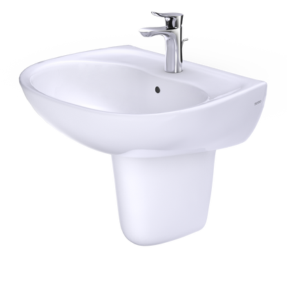 TOTO LHT241G#01 Supreme Oval Wall-Mount Bathroom Sink With Cefiontect And Shroud For Single Hole Faucets - Cotton White