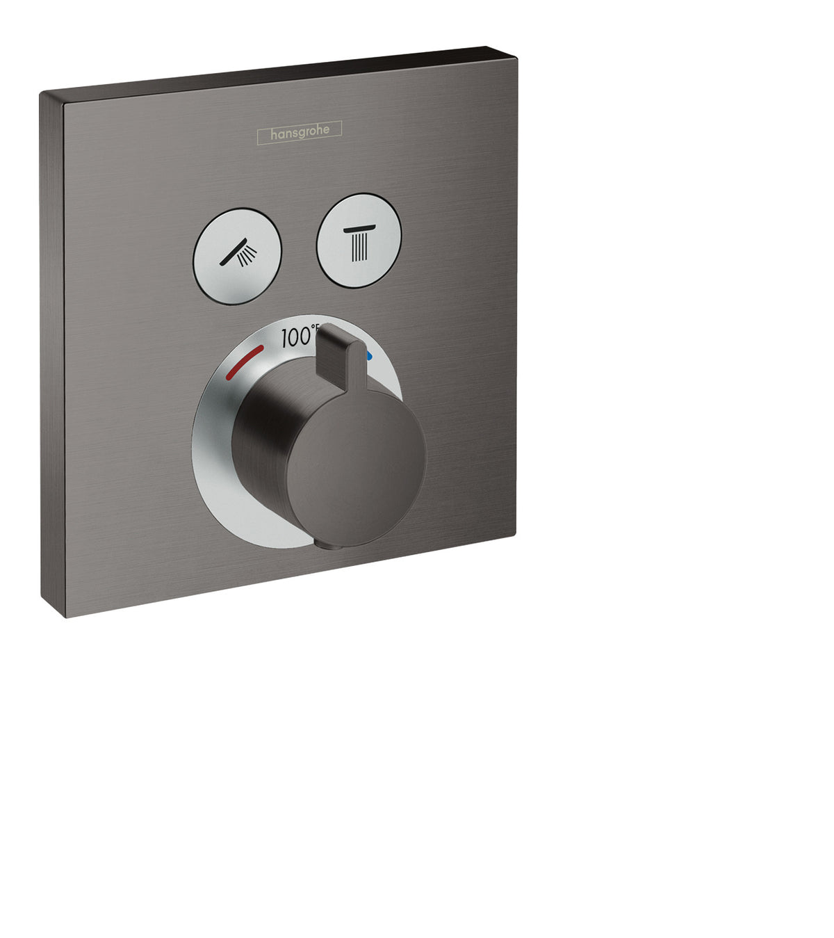 HANSGROHE 15763341 ShowerSelect Thermostatic Trim for 2 Functions, Square - Brushed Black Chrome