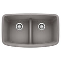 BLANCO 442202 Valea Valea SILGRANIT 32" 50/50 Double Bowl Undermount Kitchen Sink with Low Divide - Metallic Gray in Metallic Gray
