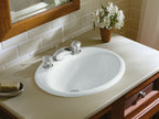 KOHLER K-2905-8-0 Farmington 19-1/4" Oval Drop-In Bathroom Sink - White