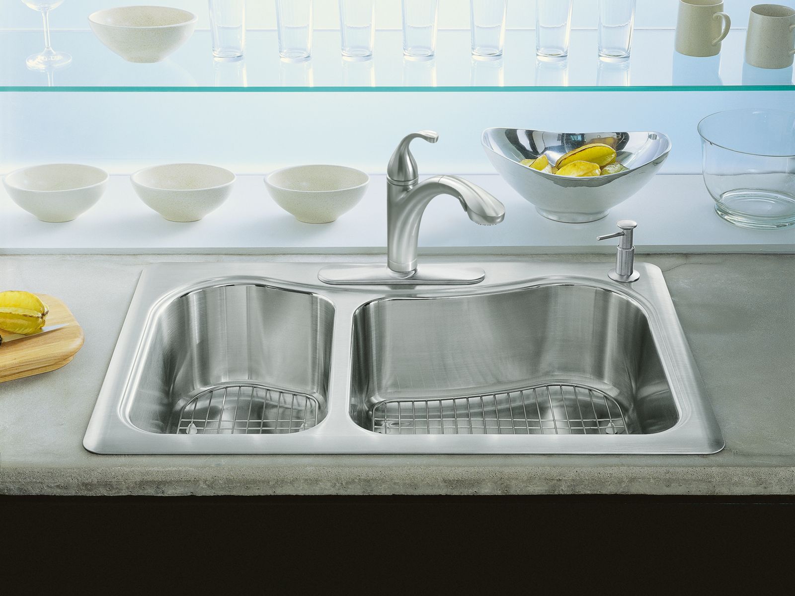 KOHLER K-3361-1-NA Staccato 33" Top-Mount Double-Bowl Kitchen Sink - Stainless Steel
