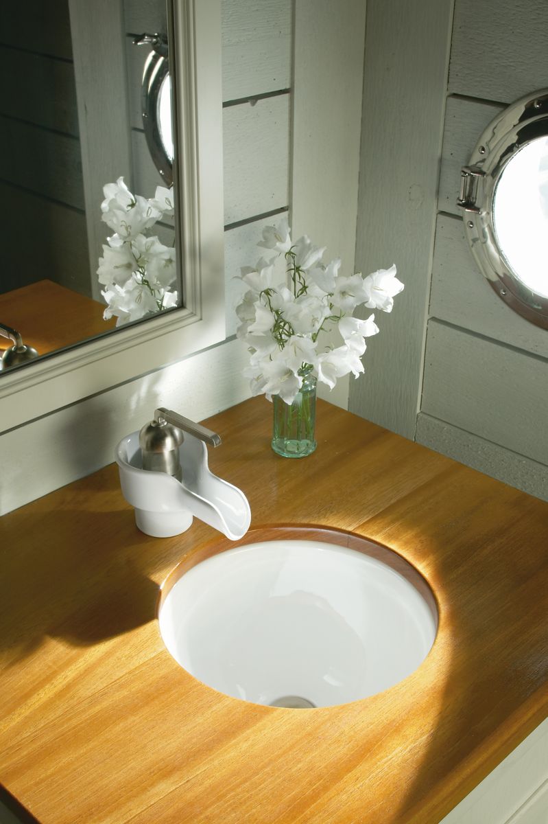 KOHLER K-2298-0 Compass 13-1/4" Round Drop-In/Undermount Bathroom Sink, No Overflow - White