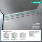 HANSGROHE 56034001 RainDrain Rock Trim Flex 47 1/4" Cut to Size and Tileable - Nature Stone