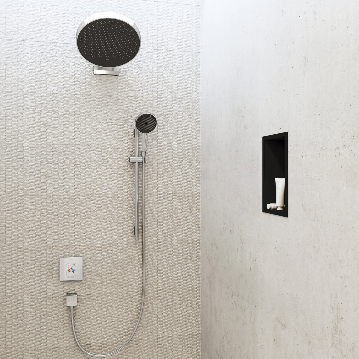HANSGROHE 56057670 XtraStoris Original Wall Niche with Integrated Frame 12"x 6"x 4" - Matte Black