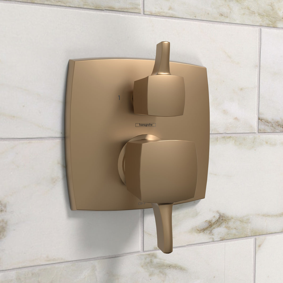 HANSGROHE 15865141 Ecostat Classic Pressure Balance Trim Classic Square with Diverter - Brushed Bronze